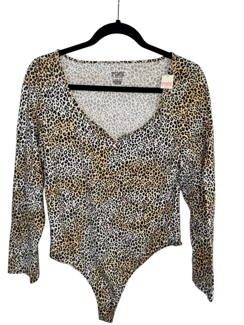 Victoria's Secret Vintage Leopard Print V-Neck Long Sleeve Bodysuit